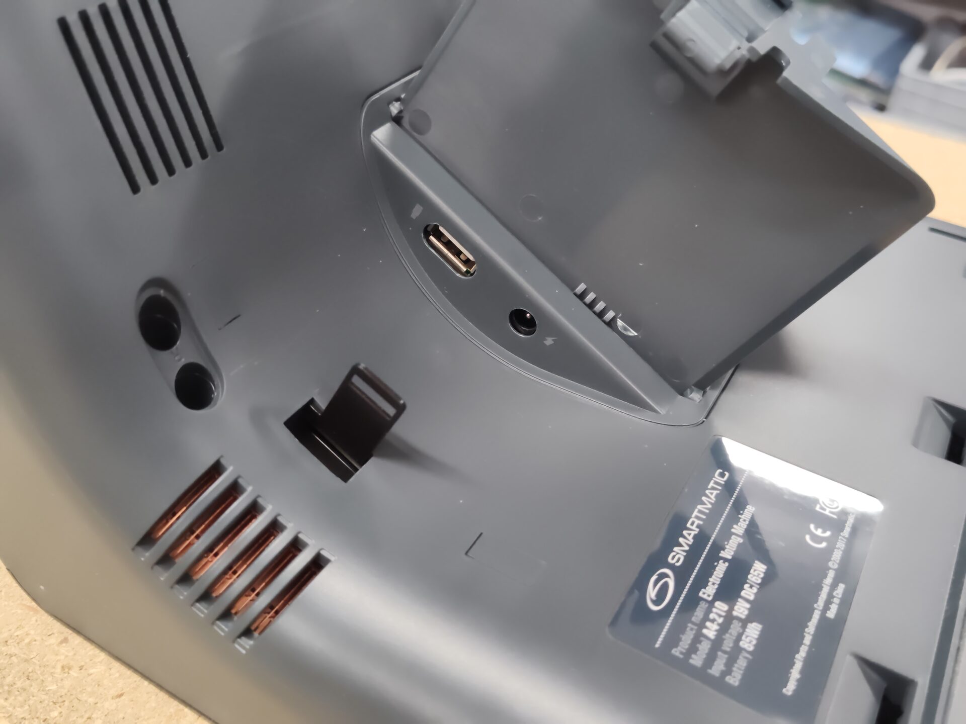 Opening the compartment, the USB ports appear